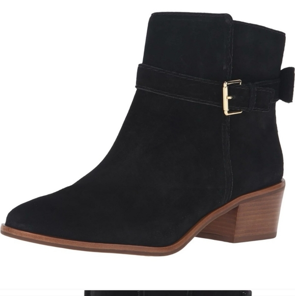 Kate Spade Black Suede Bow Booties  Size 6.5 - Picture 2 of 12
